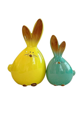 陶瓷兔子摆件一对 治愈系桌面摆设创意可爱小摆件