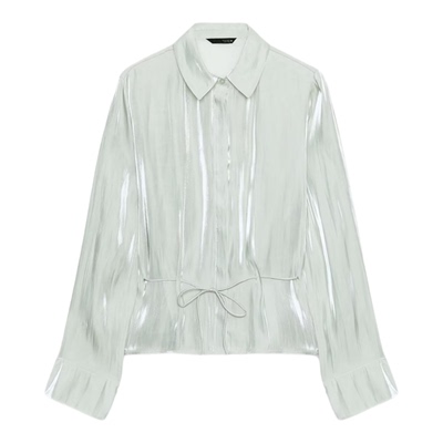 配细绳腰带休闲宽松衬衫