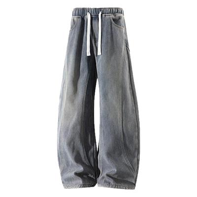 小尼力复古水洗加绒牛仔裤