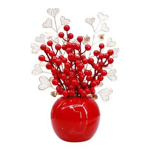 红果发财果仿真花假花摆设客厅餐桌花摆花过年花家居装饰花束摆件