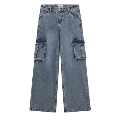 GUESS多口袋水洗直筒牛仔裤