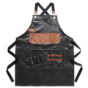 理发店上班专用围裙防水防油软皮商用美发师工作服女定制logo印字