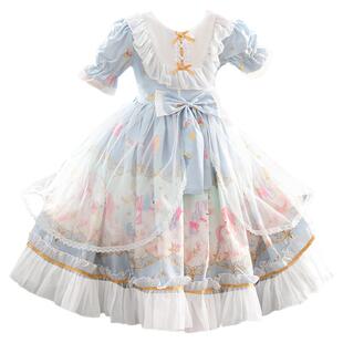 小女孩绝美公主裙夏季2025新款洛丽塔女童洋气紫色连衣裙生日裙子