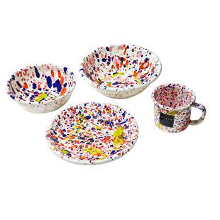 土耳其bornn搪瓷手工餐盘餐具珐琅盘子牛奶杯家用沙拉酸奶碗托盘