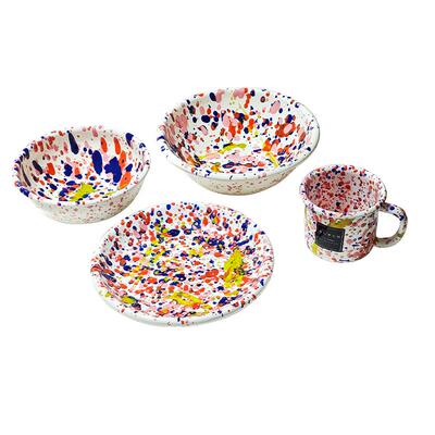 土耳其bornn搪瓷手工餐盘餐具珐琅盘子牛奶杯家用沙拉酸奶碗托盘