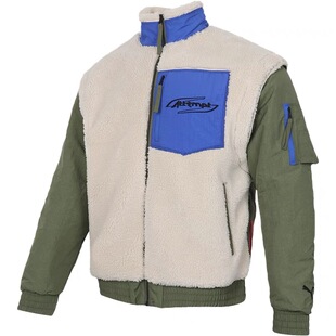 PUMA彪马明星同款联名款外套拼接羊羔绒夹棉棉衣 598257