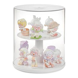 旋转盲盒展示架亚克力适用泡泡玛特手办收纳盒透明公仔玩偶摆件柜
