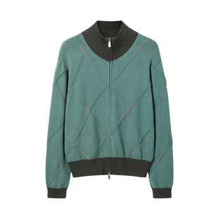 芸蚁〔游乐园〕超细腻50高支纱双股高捻苞芯混纺撞色针织开衫毛衣