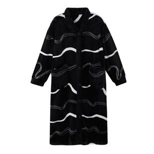 睡袍女士睡衣冬季珊瑚绒加厚加绒睡裙秋冬款法兰绒浴袍长裙家居服