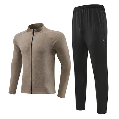 运动套装男秋冬款加绒加厚保暖抓绒骑行训练衣服卫衣运动休闲外套