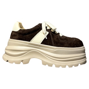 品质美拉德~秋季牛皮配阔腿裤显瘦增高松糕厚底鞋德训鞋女老爹鞋