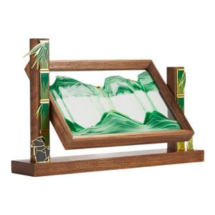 马鹿节节高升竹子高档摆件流沙画高端大气办公室客厅玄关装饰礼物