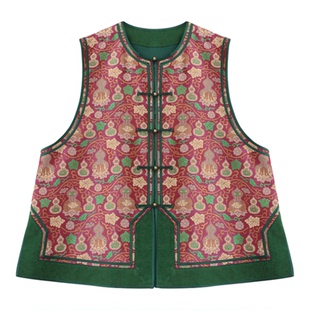 萧娘【昭熹】蜀锦新中式马甲桑蚕丝圆领百搭女士国风马夹春夏2907