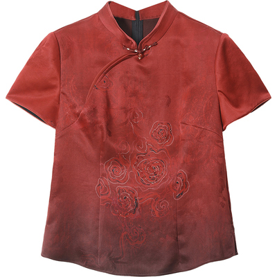 高端品牌花罗香云纱真丝上衣新款