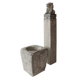 流水摆件循环水景观室内喷泉中式院子造景鱼池水缸庭院拴马桩落地