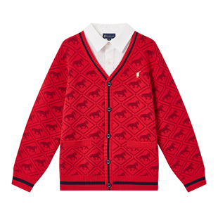 POLO WALK童装 男童针织衫开衫儿童假两件翻领线衫毛衣男童上衣