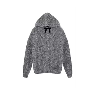 骄阳似我赵今麦聂曦光同款灰色蝴蝶结连帽针织毛衣女2026秋冬新款