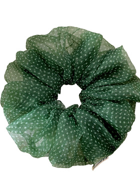 薄荷绿色~网纱波点大肠发圈