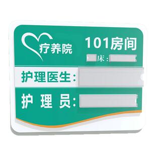 医院床头护理牌医用警示标识牌病房病号病人床号标示一览表敬老养老院疗养卫生院护理提示卡指示牌亚克力定制