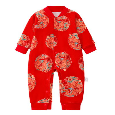 龙喜年国风纯棉宝宝连体衣服