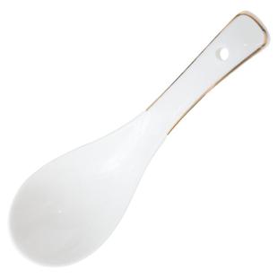 中式陶瓷汤勺家用金边小勺子成人吃饭勺喝汤用餐厅酒店专用勺子