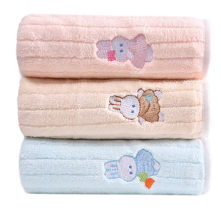 儿童洗脸毛巾柔软挂式比全棉纯棉吸水不掉毛家用洗澡珊瑚绒小毛巾