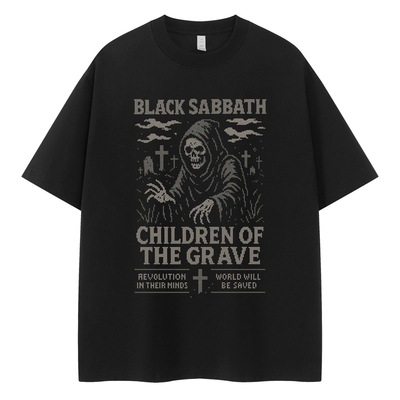 BlackSabbath乐队复古美式街头vtg落肩宽松纯棉圆领摇滚短袖T恤衫