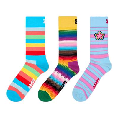 【2026新款】Happy Socks潮牌个性条纹多巴胺袜子时尚百搭中筒袜