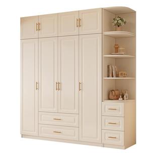 衣柜卧室家用小户型奶油风儿童收纳柜子欧式复古实木生态板大衣橱