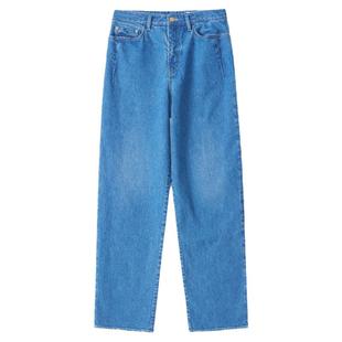 klee klee春女装环保棉经典牛仔松百搭休闲舒适有型脚口翻卷锥裤