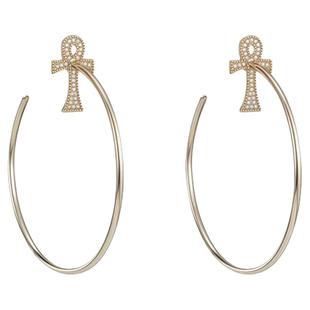 满钻安卡十字架耳环 显瘦显脸小 大耳圈女