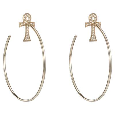 满钻安卡十字架耳环显瘦显脸小