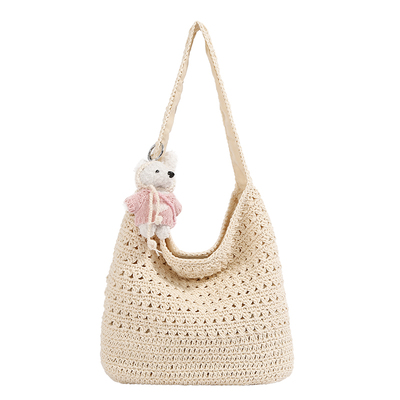 镂空手工编织包女2026新款休闲慵懒风大容量单肩包海边度假沙滩包