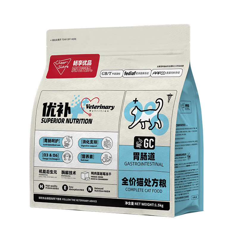 畅享优品优补肠道处方猫粮酶解消化护肠胃幼成冻干猫粮1.5kg