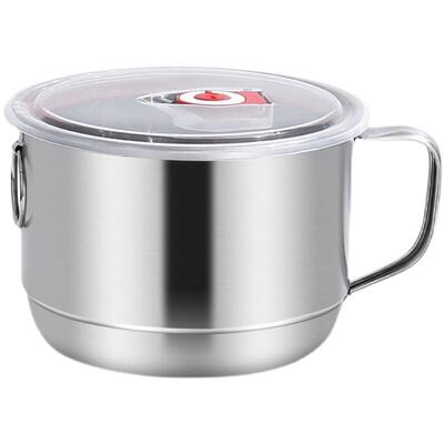 不锈钢家用带盖饭碗微波炉大号