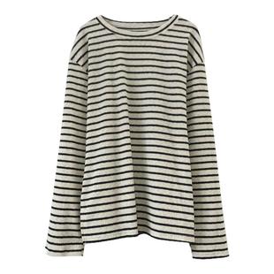 法式条纹内搭针织衫上衣孕妇春秋季奶系穿搭宽松慵懒风打底衫T恤