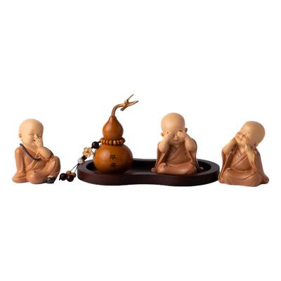 禅意小和尚创意车载中控台摆件