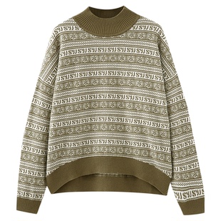 水云间复古费尔岛风毛衣女祖母衣橱穿搭羊毛针织衫上衣2025冬新款