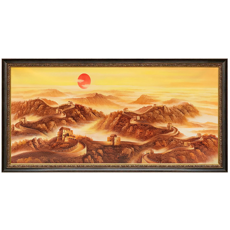 新中式纯手绘大幅挂画万里长城