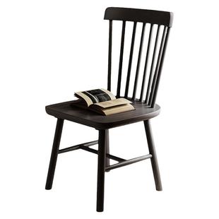 实木餐椅家用中古餐桌椅子商用复古餐厅凳子靠背胡桃木茶桌温莎椅