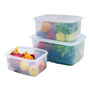 带盖胶盒大号透明食物收纳盒保鲜米面干货冷藏塑料长方形果蔬菜盒