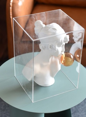 留连亚克力罩吹泡泡女孩雕塑摆件树脂人物雕像创意玄关艺术工艺品