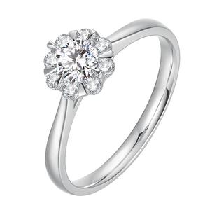 【婚戒定制】莱绅通灵 手捧花 18K金钻石戒指 群镶钻戒