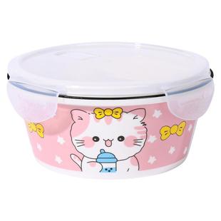 陶瓷保鲜盒卡通上班族饭盒微波炉加热带盖碗冰箱便当盒大号泡面碗