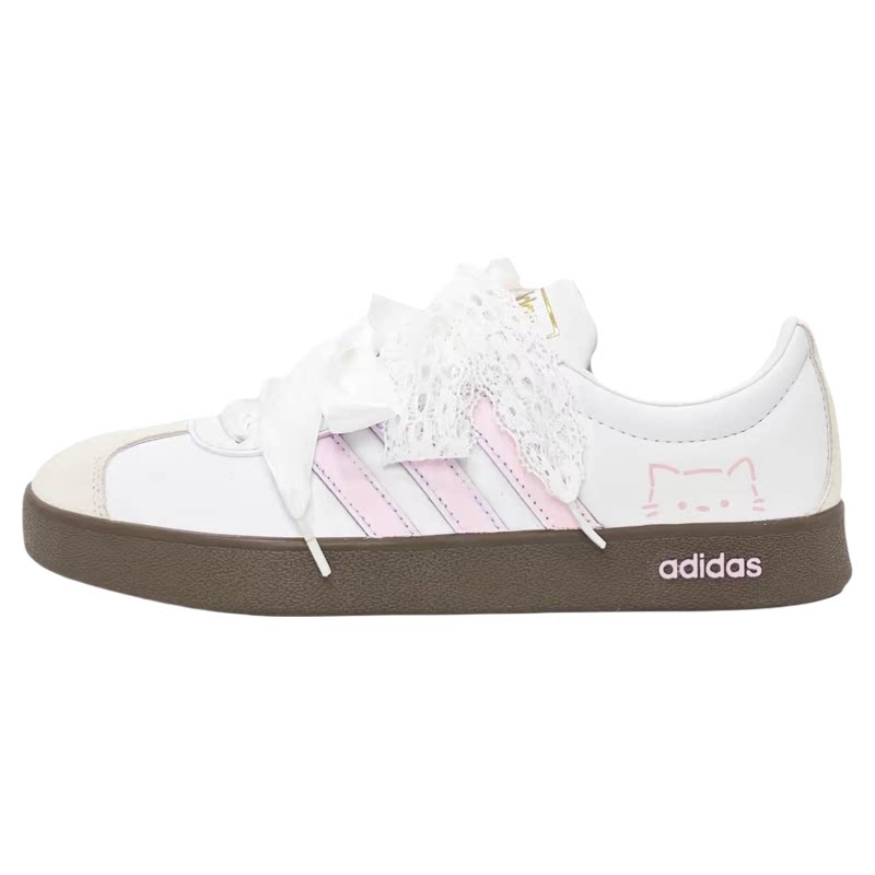 定制球鞋 adidas neo VL Court 2.0喵喵粉 可爱 低帮板鞋男女同款