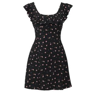 DPLAY【法式茶歇系列】年夏季新款黑色连衣裙女短款裙子短裙