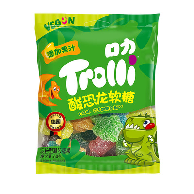 德国Trolli口力酸恐龙软糖橡皮糖儿童零食果汁糖果网红造型软糖