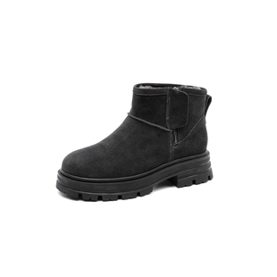 厚底内增高真皮雪地靴女小码313233羊皮毛一体2025冬新款加绒短靴