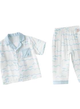 戴维贝拉儿童家居服套装夏季男童宝宝睡衣短袖2026新款吸湿速干