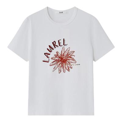 【长绒棉】Laurel劳芮新款淡人经典复古印花T恤女LWL353Z01000